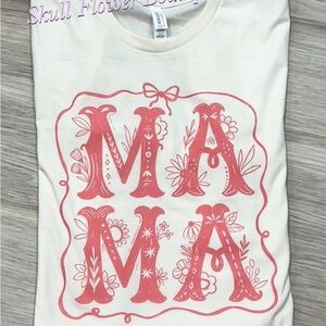 Bella Canvas Cream Tee with western Pink 'MAMA' Design